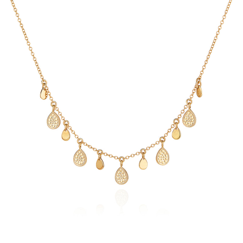 Teardrop Charm Collar Necklace - Gold - 4251NG-GLD