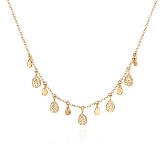 Teardrop Charm Collar Necklace - Gold - 4251NG-GLD