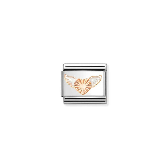 Composable Classic Diamond Cut Heart & Wings Link - Rose Gold - 430202/46