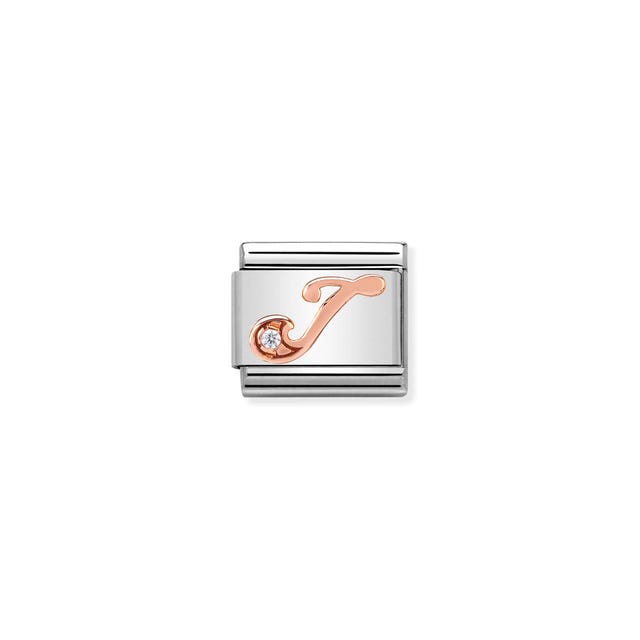 Classic Letter J Link - Rose Gold/Zirconia - 430310/10