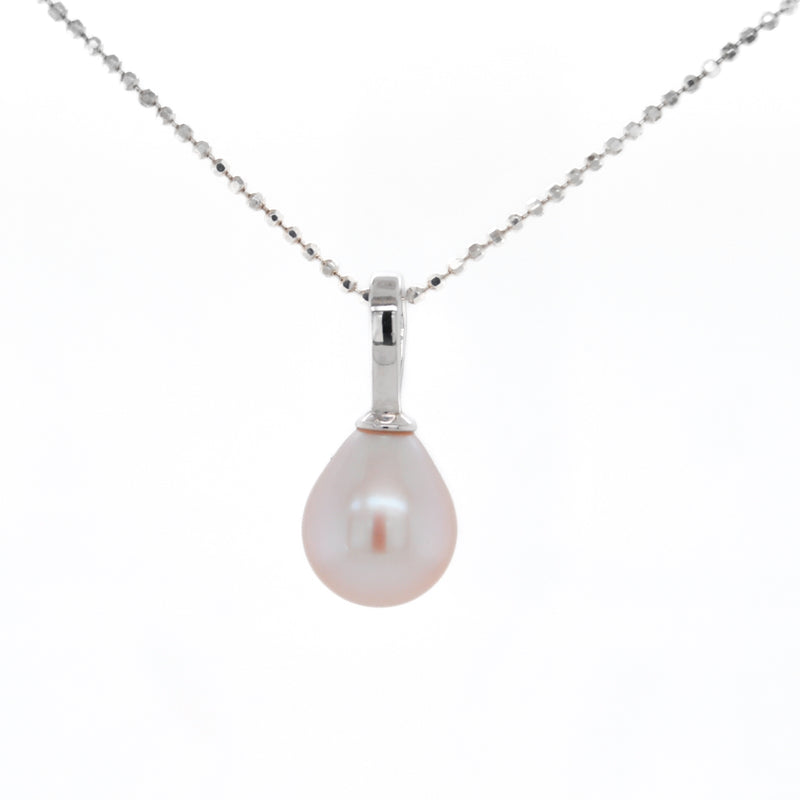 Pink Teardrop Freshwater Pearl Pendant, 9mm - Silver - PD6SILLGEPTD