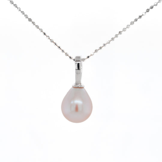 Pink Teardrop Freshwater Pearl Pendant, 9mm - Silver - PD6SILLGEPTD
