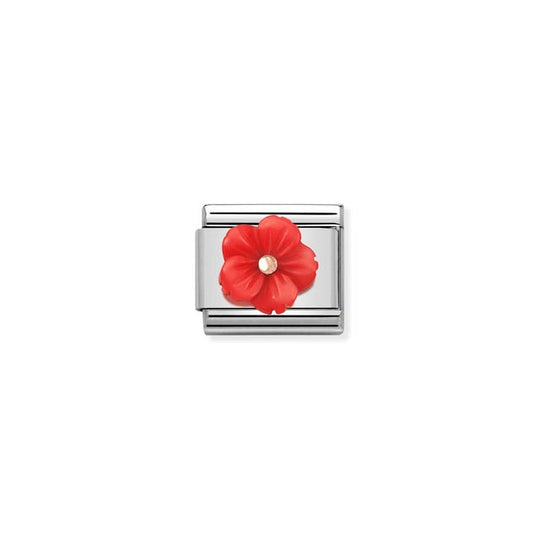 Composable Classic Mother Of Pearl Red Flower Link - 430510/07
