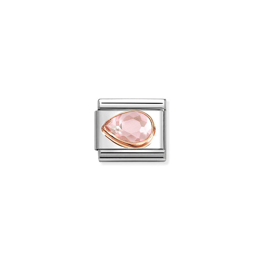 Composable Classic Pink Stone Drop Link, Left - Rose Gold - 430605/003