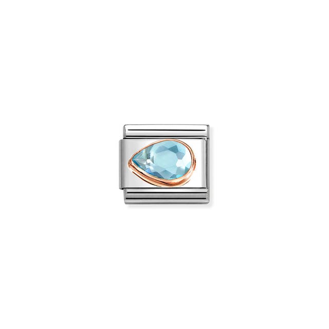Composable Classic Light Blue Stone Drop Link, Left - Rose Gold - 430605/006