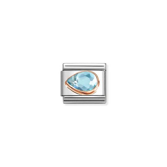 Composable Classic Light Blue Stone Drop Link, Left - Rose Gold - 430605/006