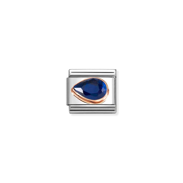 Composable Classic Dark Blue Stone Drop Link, Left - Rose Gold - 430605/007