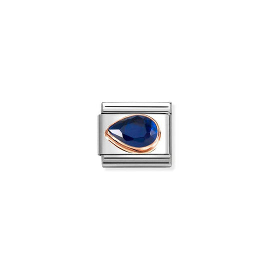 Composable Classic Dark Blue Stone Drop Link, Left - Rose Gold - 430605/007