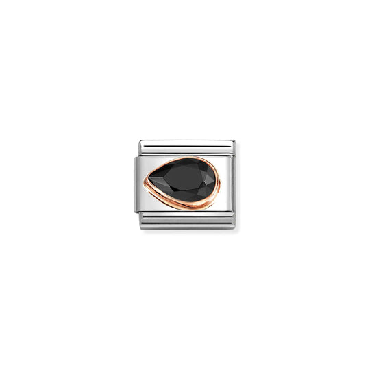 Composable Classic Black Stone Drop Link, Left - Rose Gold - 430605/011