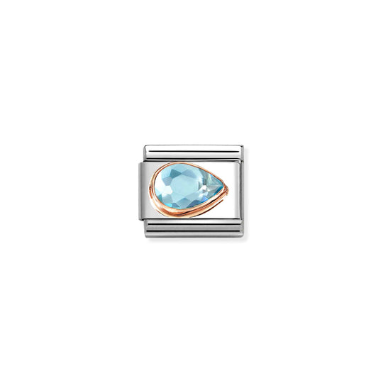 Composable Classic Light Blue Stone Drop Link, Right - Rose Gold - 430606/006