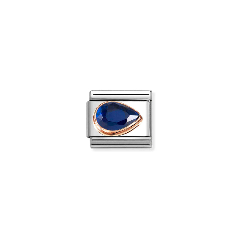 Composable Classic Dark Blue Stone Drop Link, Right - Rose Gold - 430606/007