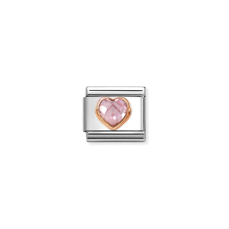 Composable Classic Pink CZ Heart Link - Rose Gold - 430607/003