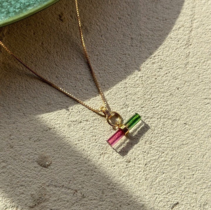Watermelon T-Bar Necklace - Gold - TBN6WMGP