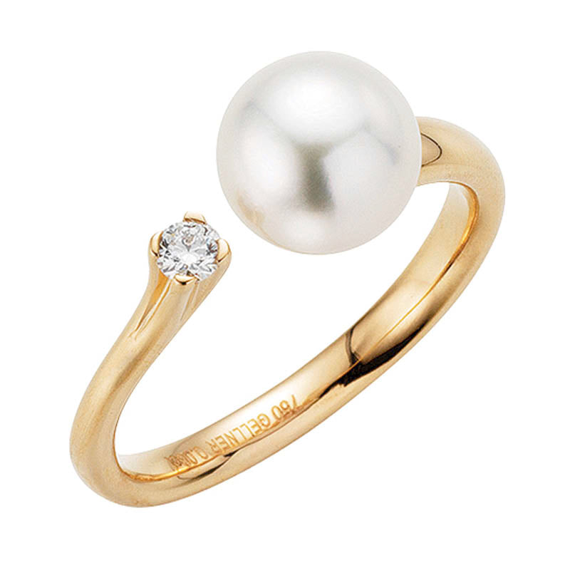 Akoya Pearl & Diamond Ring, Size 56 - 18ct Rose Gold - 5-22006-02