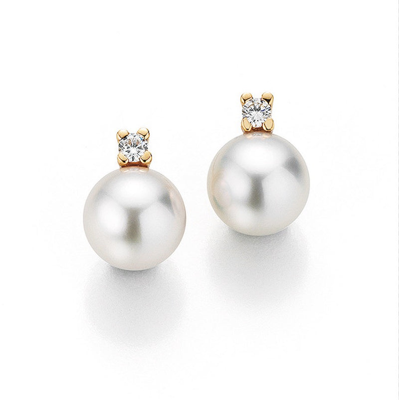Akoya Pearl & Diamond Earstuds - 18ct Rose Gold - 5-22006-05