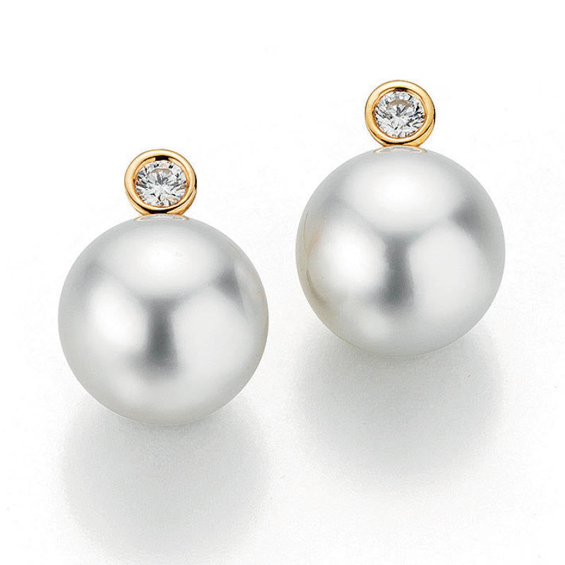 Southsea Cultured Pearl & Diamond Earstuds - 18ct Rose Gold - 5-22007-55
