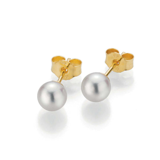Akoya Pearl Stud Earrings, 5.5-6mm - 18ct Yellow Gold - 5-23690-01