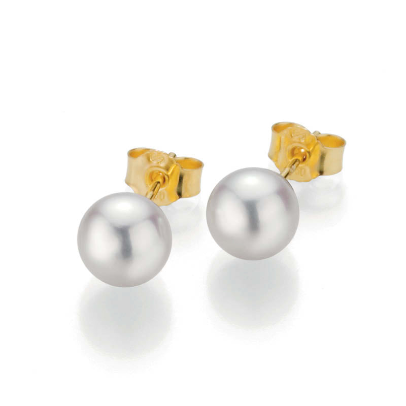 Akoya Pearl Stud Earrings, 7-7.5mm - 18ct Yellow Gold - 5-23693-01