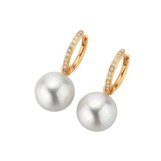 Ming Freshwater Pearl & Diamond Hoop Earrings - 18ct Rose Gold - 5-24267-01