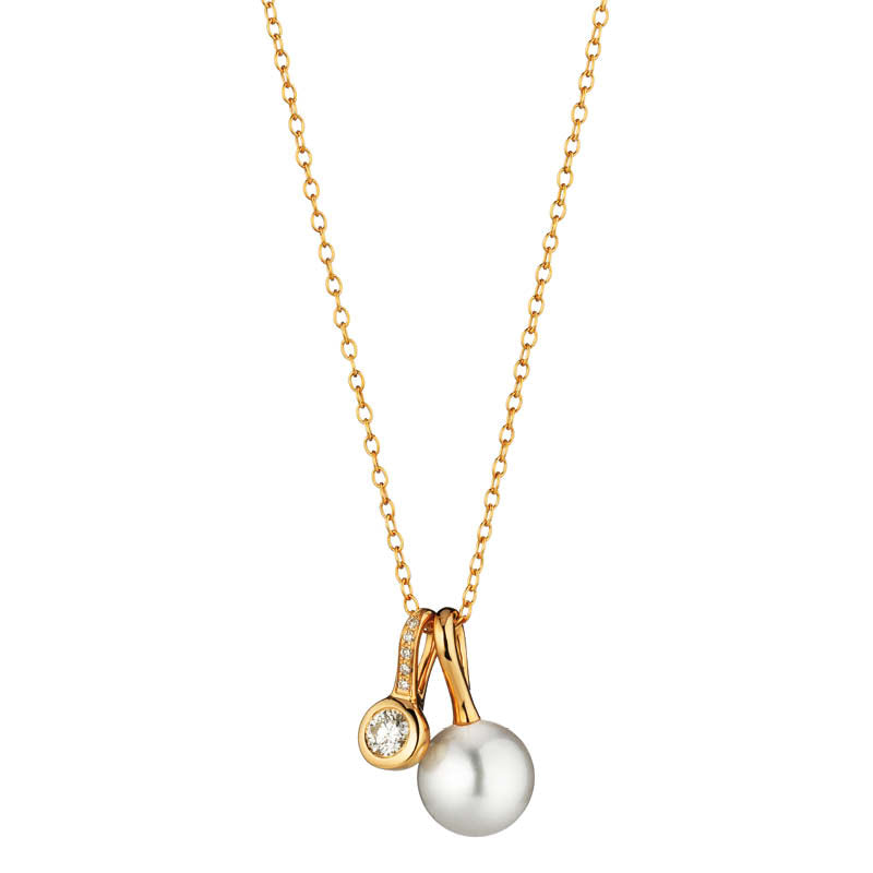 White Southsea Cultured Pearl Pendant Necklace - 18ct Rose Gold - 5-23435-09
