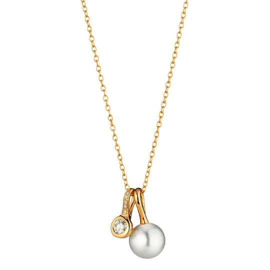 White Southsea Cultured Pearl Pendant Necklace - 18ct Rose Gold - 5-23435-09