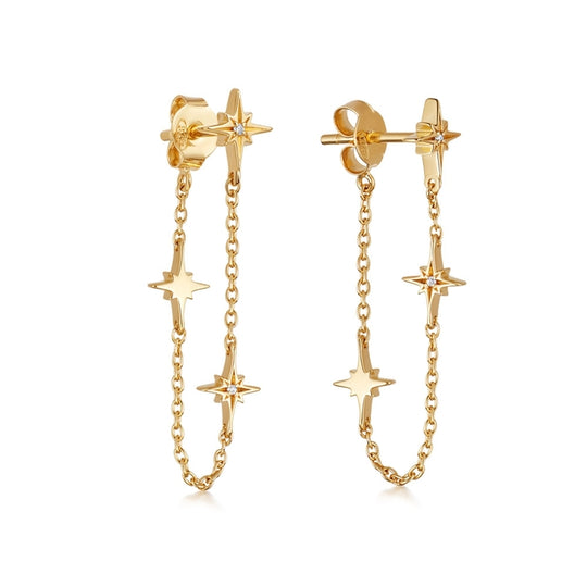 Celestial Chain Earrings - Gold - 47014YNOE