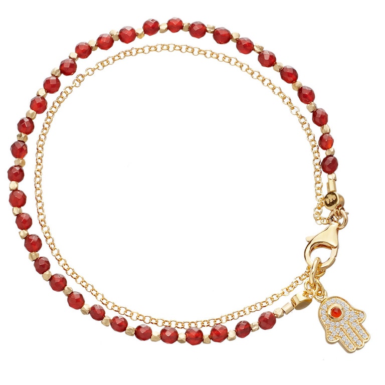 Biography Red Agate Hamsa Bracelet - Gold - 48027YRDB