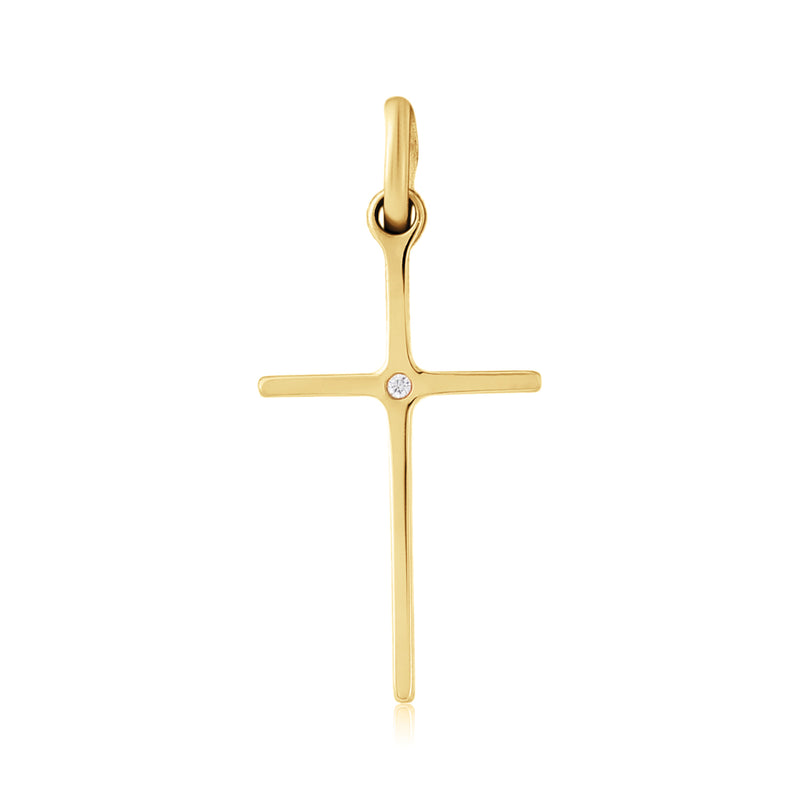 Diamond Set Cross Pendant -9ct Solid Yellow Gold