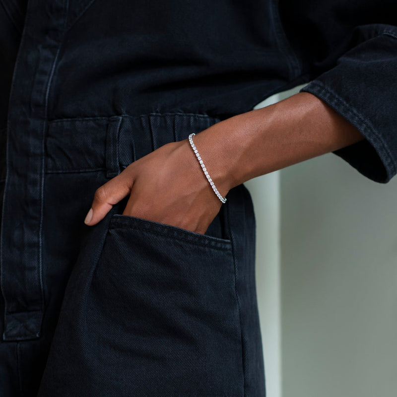 Festive Tennis Bracelet Set - Silver - 4858ZI