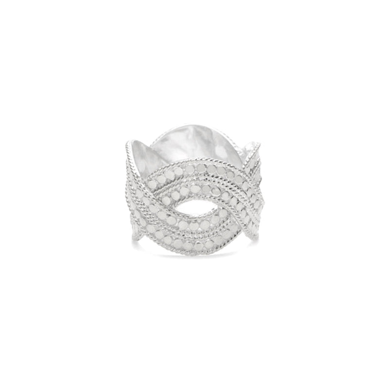 Classic Woven Band Ring - Silver - 498RGT-SLV