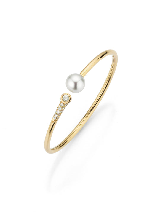 Southsea Cultured Pearl & Diamond Bangle - 18ct Rose Gold - 5-23435-06