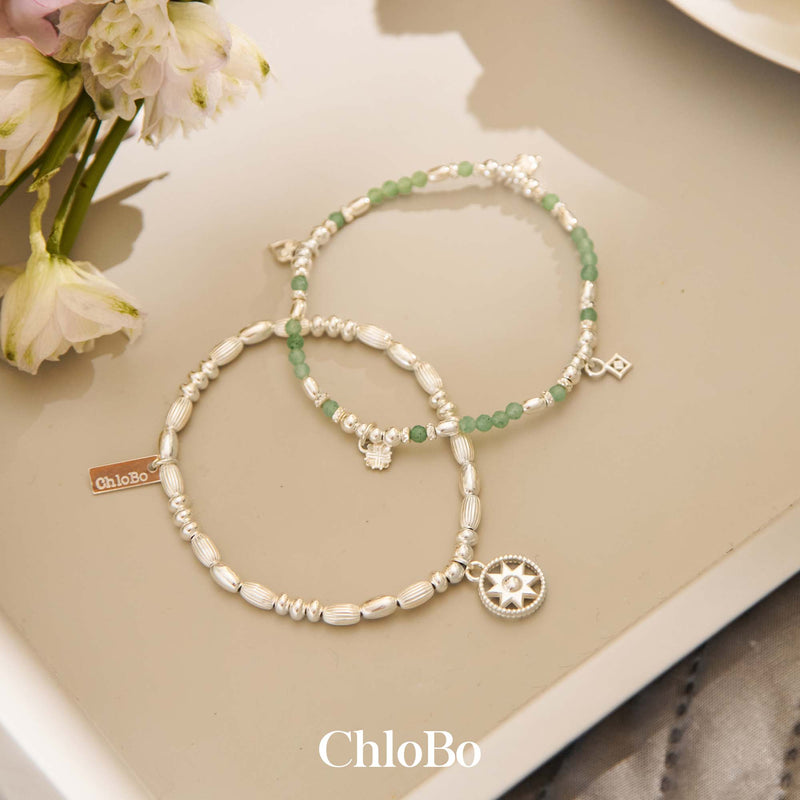 Harmony Aventurine Set Of 2 Bracelets - Silver - SBSETAMUL