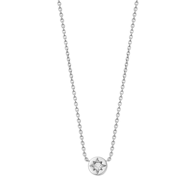 Polaris White Sapphire Star Set Pendant - Silver - 50032SNON