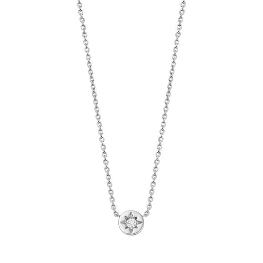 Polaris White Sapphire Star Set Pendant - Silver - 50032SNON