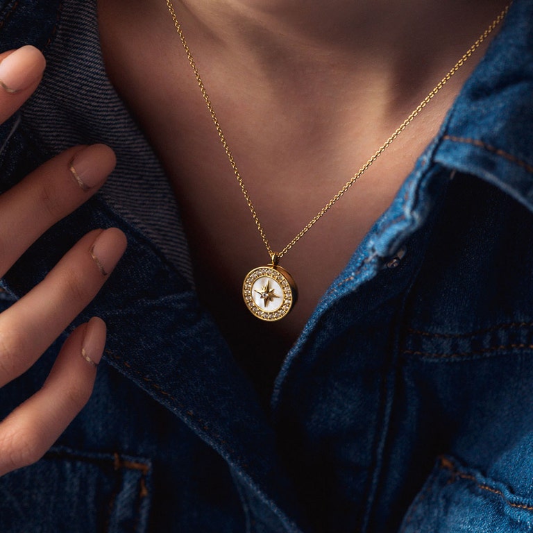 Polaris Mother of Pearl Locket - Gold - 50035YWTN