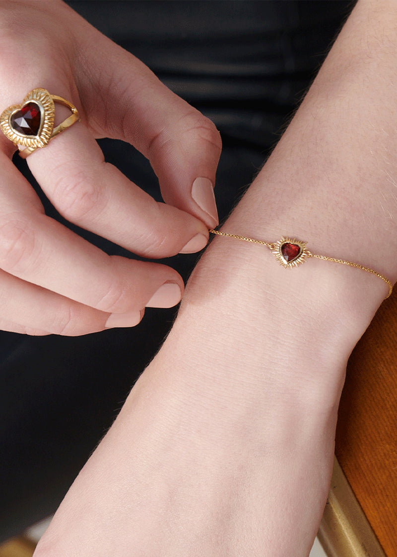 Electric Love Garnet Heart Bracelet - Gold - EGHB1GAGP