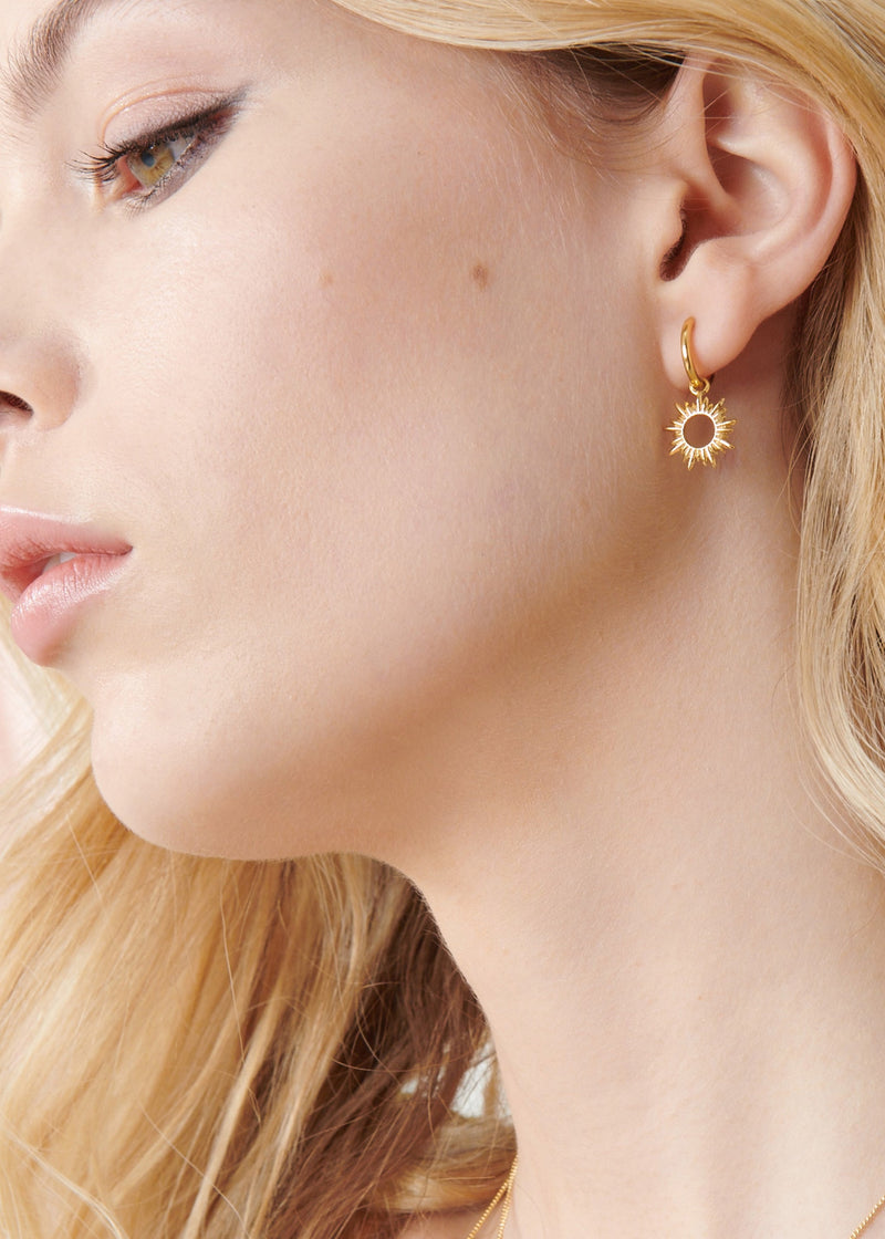 Eternal Sun Mini Hoop Earrings - Gold - CNE15GP