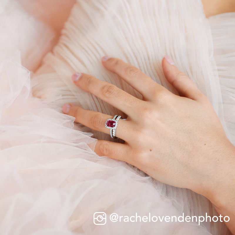 18ct White Gold Pink Spinel and Diamond Cluster Ring
