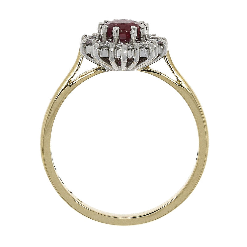 18ct Yellow Gold Ruby & Diamond Cluster Ring