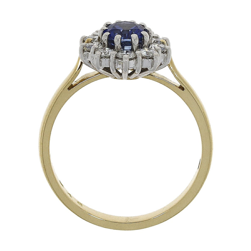 18ct Yellow Gold Sapphire & Diamond Cluster Ring