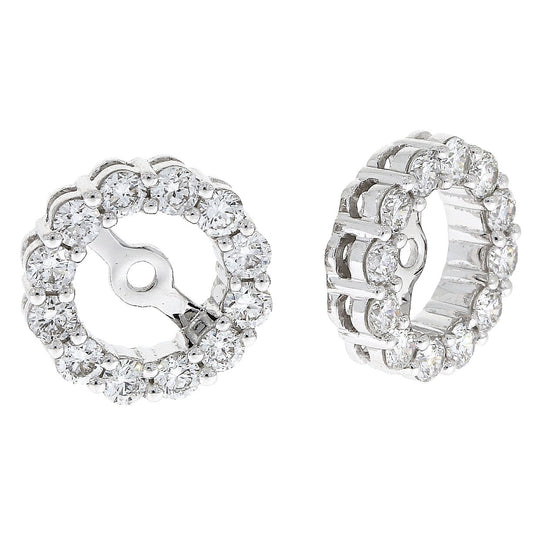 18ct White Gold Diamond Halo Earring Jackets, 0.61ct
