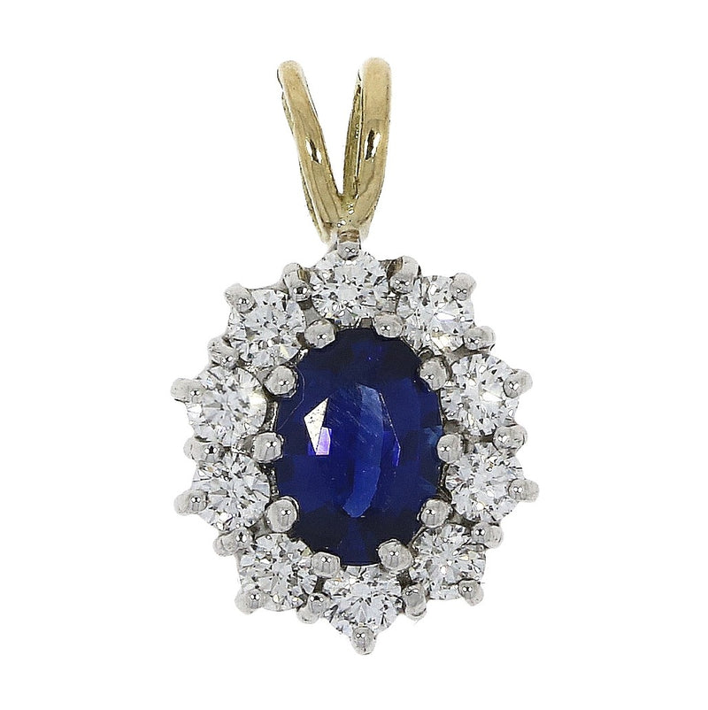 18ct Yellow Gold Sapphire & Diamond Cluster Pendant
