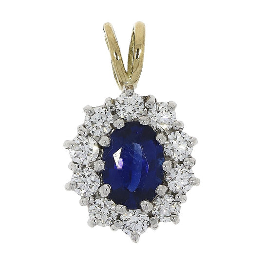 18ct Yellow Gold Sapphire & Diamond Cluster Pendant
