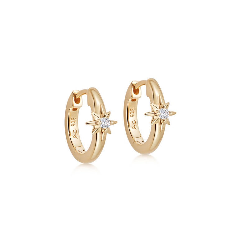 Polaris Mini Star Hoop Earrings - Gold - 52012YNOE