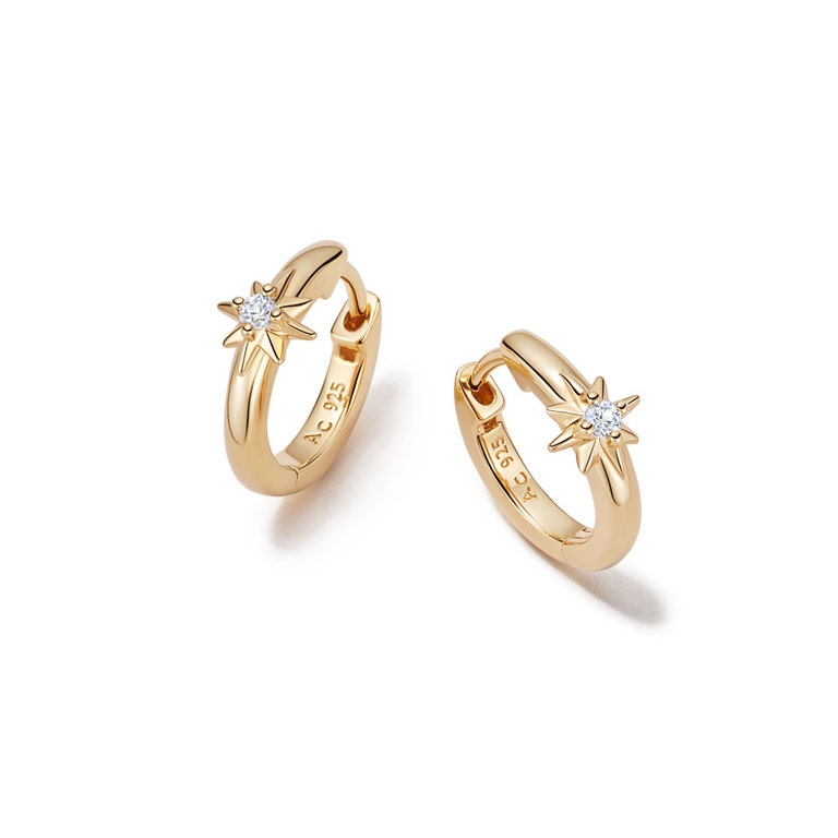 Polaris Mini Star Hoop Earrings - Gold - 52012YNOE
