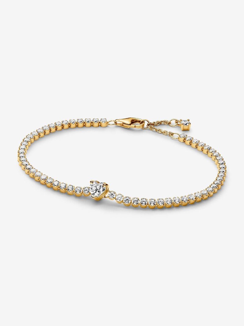 Sparkling Heart Tennis Bracelet - 14ct Gold Plating - 560041C01