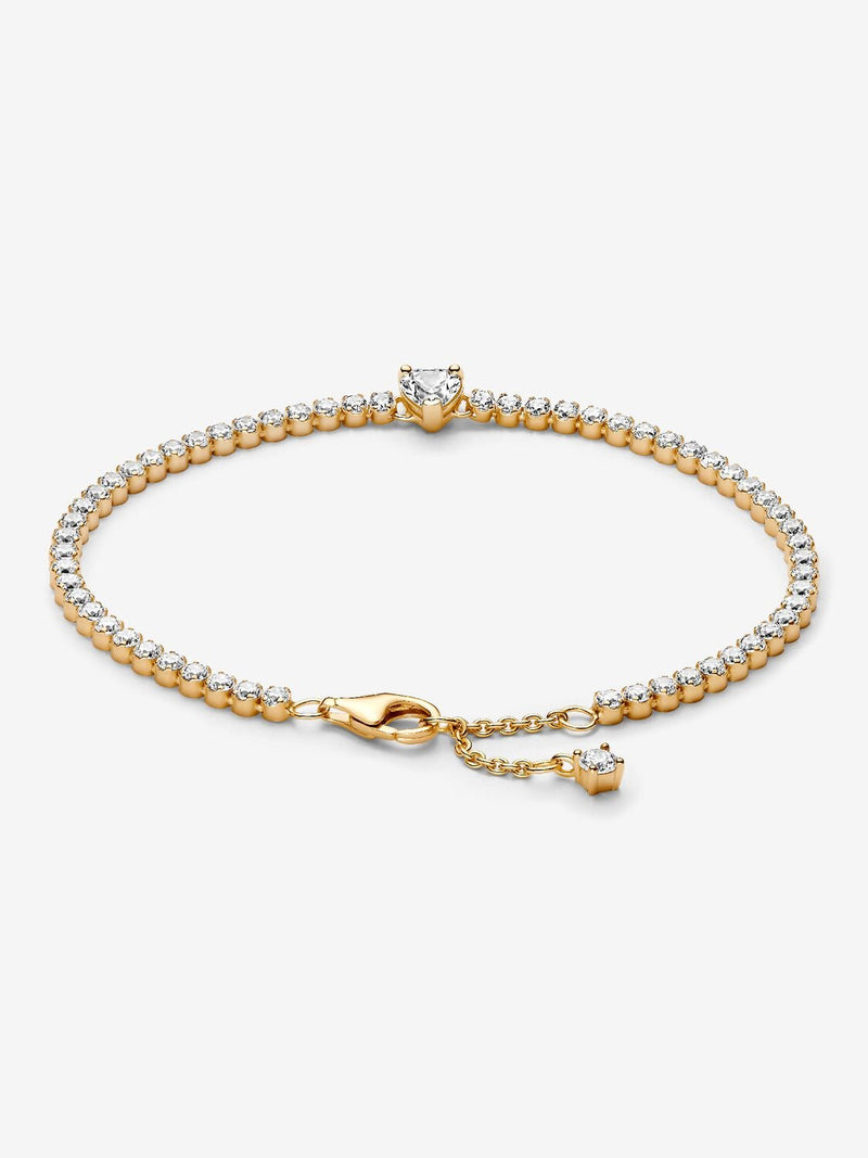 Sparkling Heart Tennis Bracelet - 14ct Gold Plating - 560041C01
