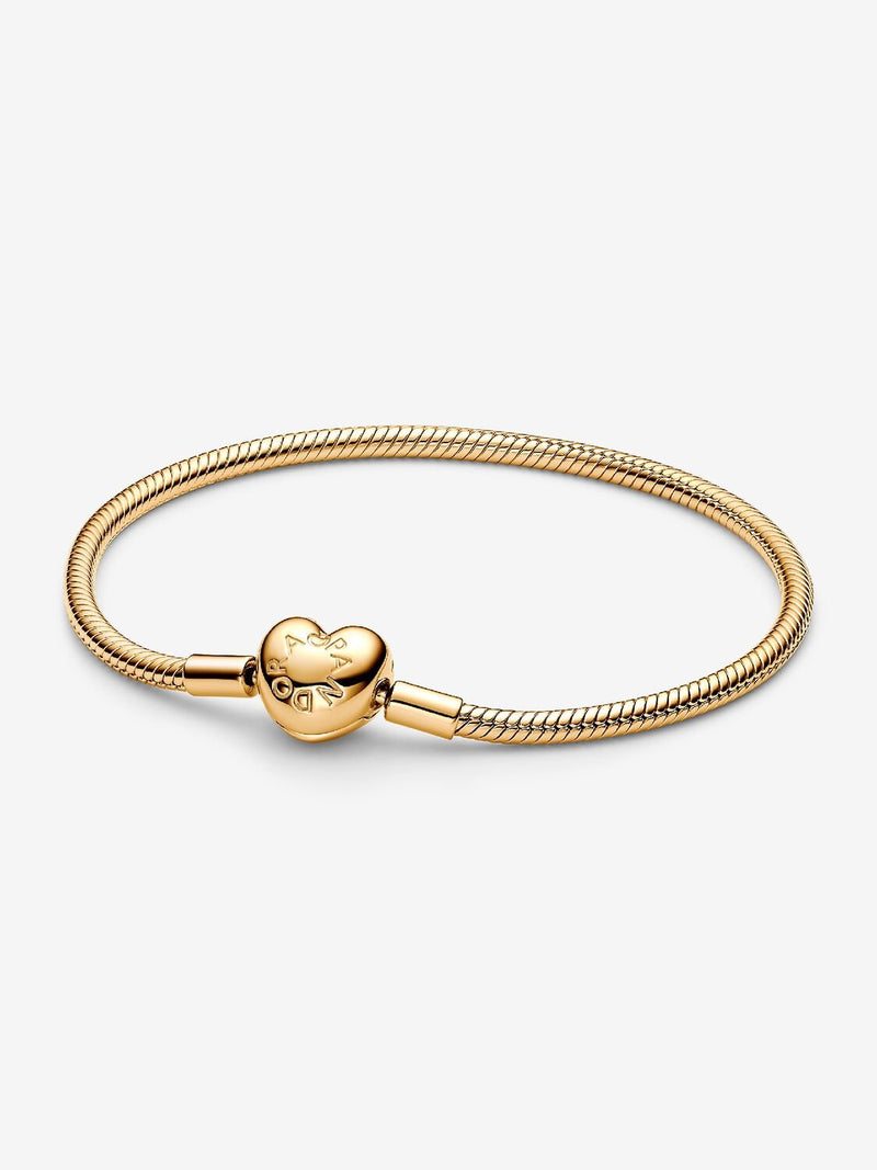 Heart Clasp Snake Chain Bracelet - 14ct Gold Plated - 563050C00
