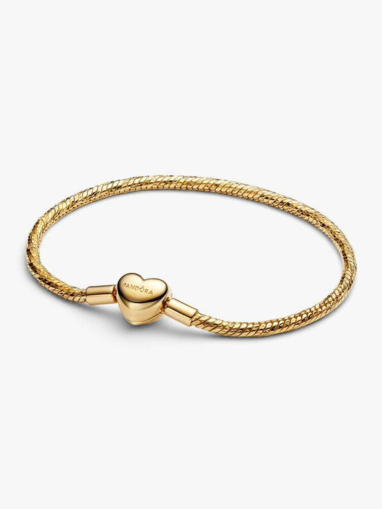 Heart Clasp Faceted Snake Chain Bracelet - 14ct Gold Plating - 564236C00
