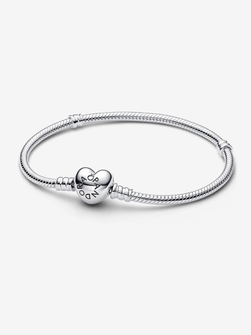 Pandora Moments Heart Clasp Snake Chain Bracelet - Sterling Silver - 590719